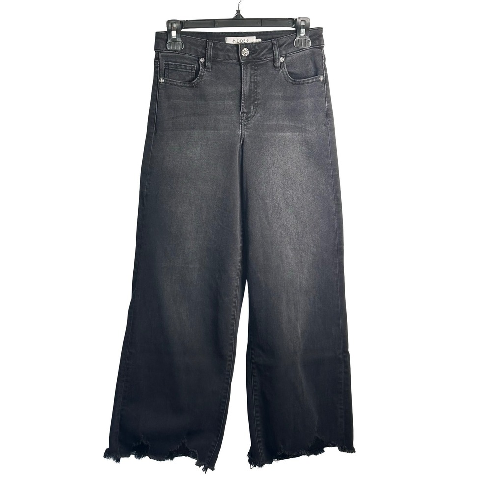 HIDDEN Jeans Los Angeles Raw Hem High Waist Wide Leg Ankle Jeans Size 26 Luxe‎
